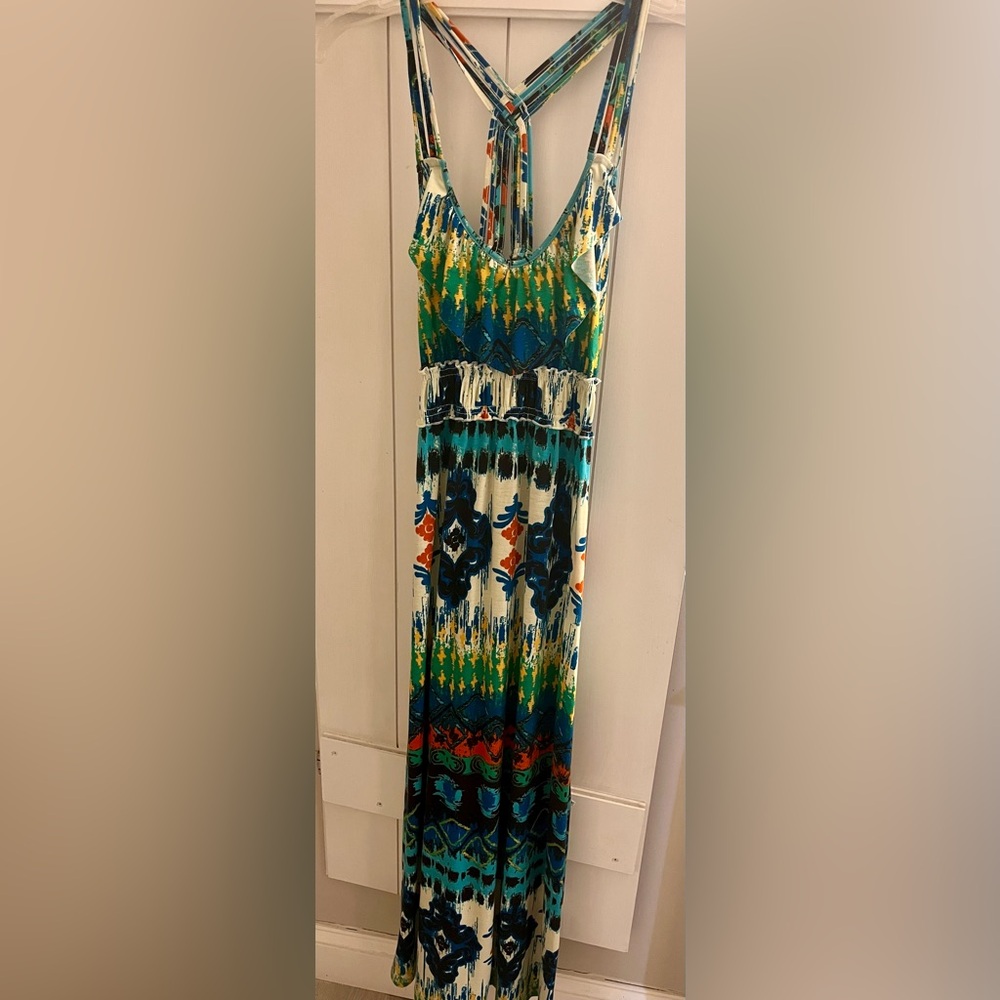 No Boundaries Sleeveless Dress in Teal, Green, Yellow